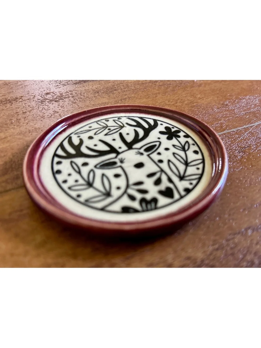 Ceramic Decorative Plate with Deer and Floral Design